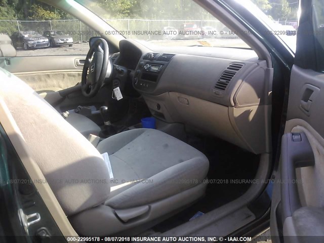 1HGES155X1L052618 - 2001 HONDA CIVIC LX GREEN photo 5