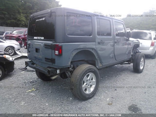 1C4HJWDG5FL705751 - 2015 JEEP WRANGLER UNLIMITE SPORT GRAY photo 4