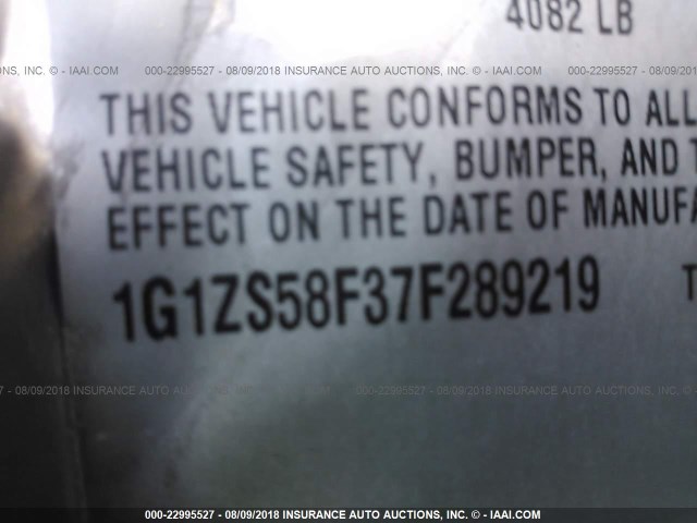 1G1ZS58F37F289219 - 2007 CHEVROLET MALIBU LS BROWN photo 9