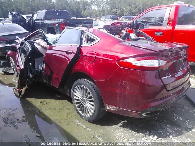 3FA6P0K94ER301630 - 2014 FORD FUSION TITANIUM RED photo 3