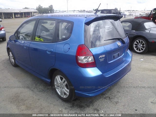 JHMGD38657S030153 - 2007 HONDA FIT S 蓝色 照片 3