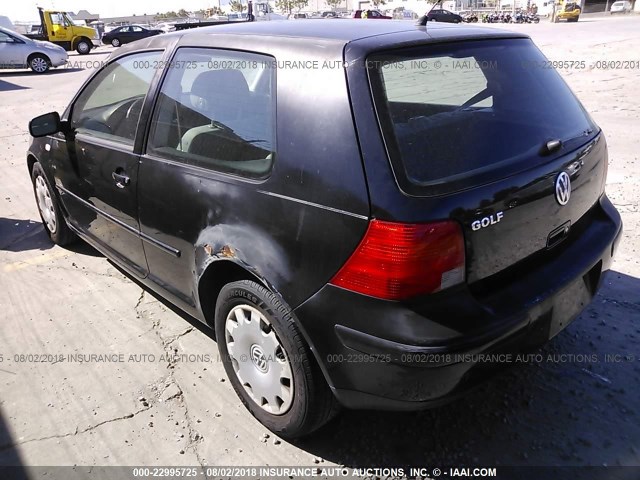 WVWBT21J01W056814 - 2001 VOLKSWAGEN GOLF GL BLACK photo 3