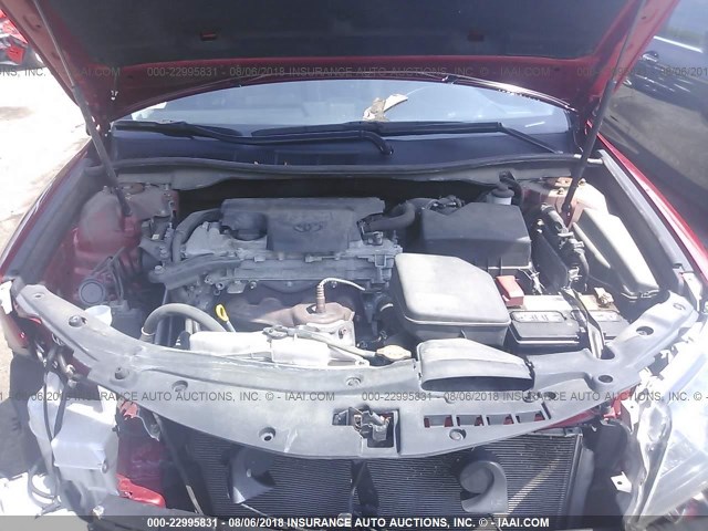 4T1BF1FK8CU576031 - 2012 TOYOTA CAMRY SE/LE/XLE წითელი ფოტო 10