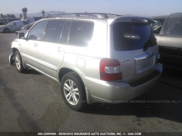 JTEDW21A460013888 - 2006 TOYOTA HIGHLANDER HYBRID SILVER photo 3