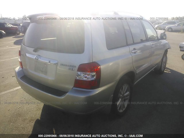 JTEDW21A460013888 - 2006 TOYOTA HIGHLANDER HYBRID SILVER photo 4