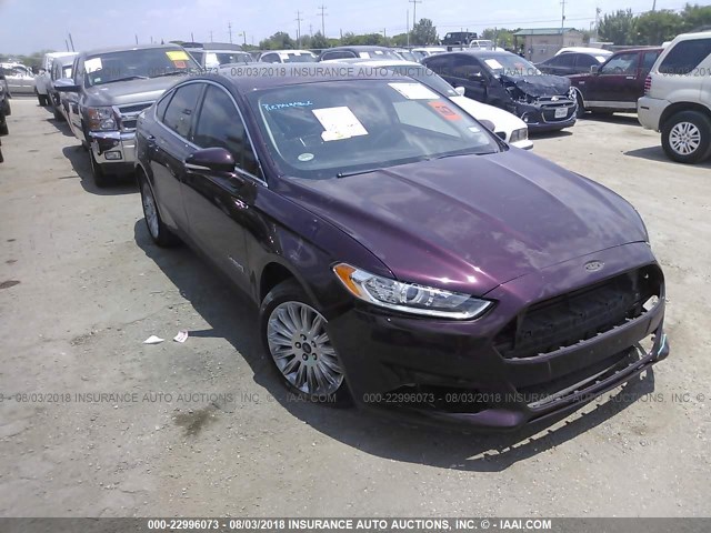 3FA6P0LU0DR248703 - 2013 FORD FUSION SE HYBRID MAROON photo 1