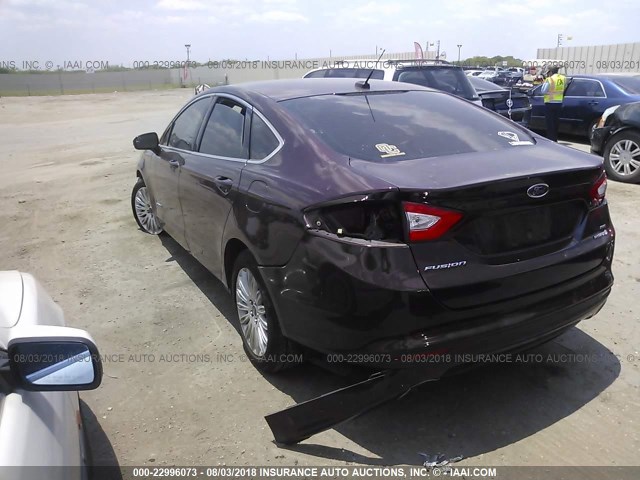 3FA6P0LU0DR248703 - 2013 FORD FUSION SE HYBRID MAROON photo 3