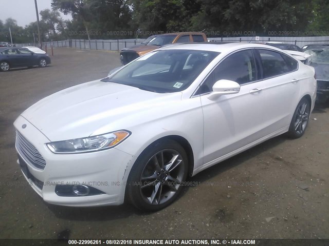 3FA6P0D96ER288389 - 2014 FORD FUSION TITANIUM WHITE photo 2