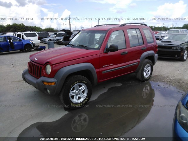 1J4GK48K53W637628 - 2003 JEEP LIBERTY SPORT/FREEDOM RED photo 2