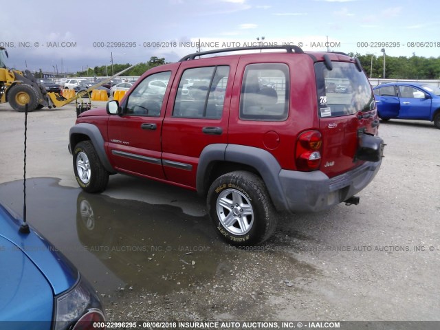 1J4GK48K53W637628 - 2003 JEEP LIBERTY SPORT/FREEDOM წითელი ფოტო 3