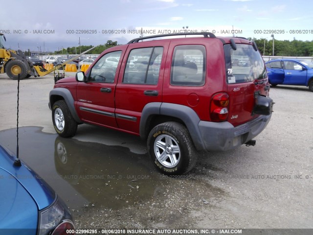 1J4GK48K53W637628 - 2003 JEEP LIBERTY SPORT/FREEDOM RED photo 3