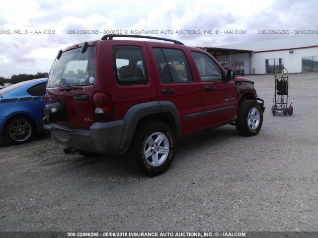 1J4GK48K53W637628 - 2003 JEEP LIBERTY SPORT/FREEDOM RED photo 4