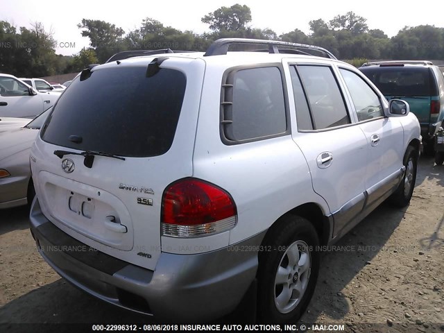 KM8SC73E45U990582 - 2005 HYUNDAI SANTA FE GLS/LX WHITE photo 4