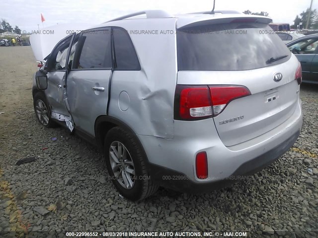 5XYKT3A68EG512823 - 2014 KIA SORENTO LX SILVER photo 3