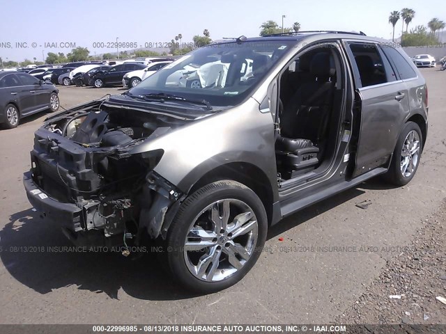 2FMDK3K95DBB58889 - 2013 FORD EDGE LIMITED GRAY photo 2