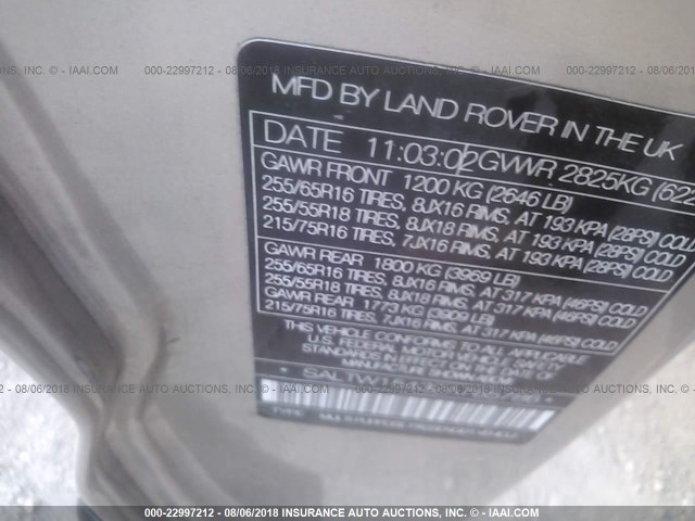 SALTW15432A765786 - 2002 LAND ROVER DISCOVERY II SE GOLD photo 9