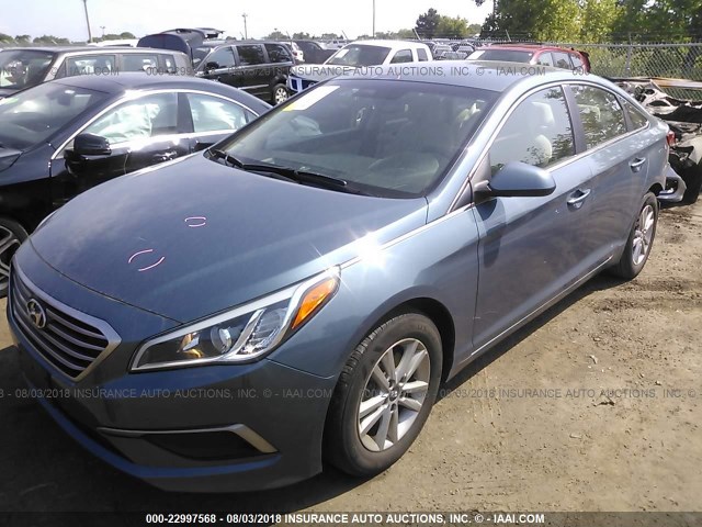 5NPE24AF3GH301837 - 2016 HYUNDAI SONATA SE BLUE photo 2