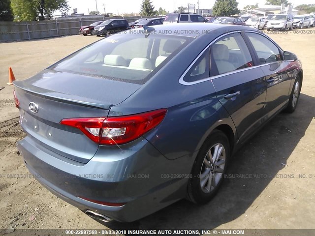 5NPE24AF3GH301837 - 2016 HYUNDAI SONATA SE BLUE photo 4