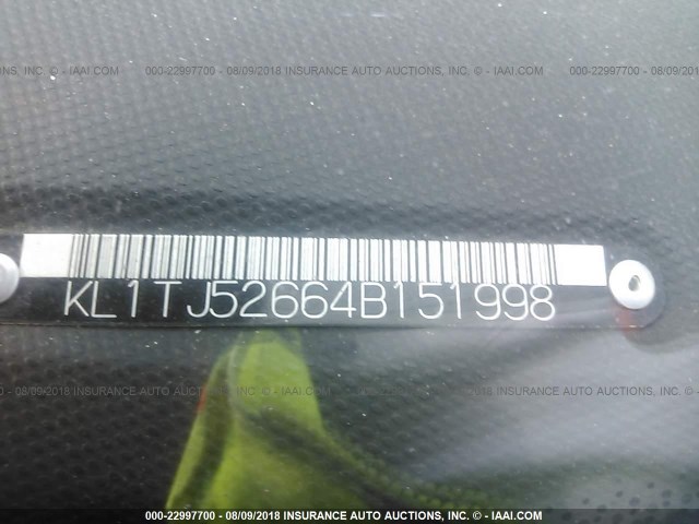 KL1TJ52664B151998 - 2004 CHEVROLET AVEO LS BLUE photo 9