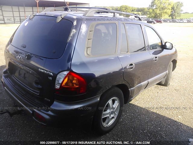 KM8SC73D14U749150 - 2004 HYUNDAI SANTA FE GLS/LX BLUE photo 4