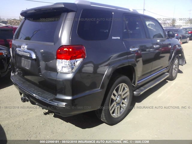 JTEBU5JR4B5040249 - 2011 TOYOTA 4RUNNER SR5/LIMITED/TRAIL GRAY photo 4