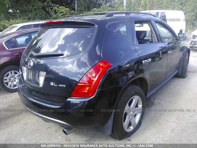 JN8AZ08W84W330043 - 2004 NISSAN MURANO SL/SE BLACK photo 4