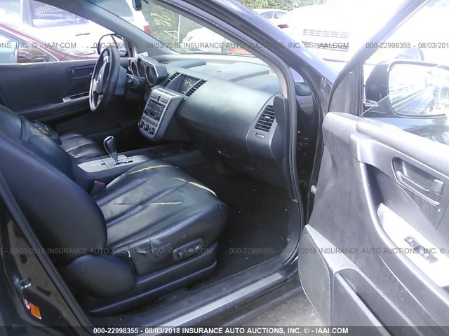 JN8AZ08W84W330043 - 2004 NISSAN MURANO SL/SE BLACK photo 5