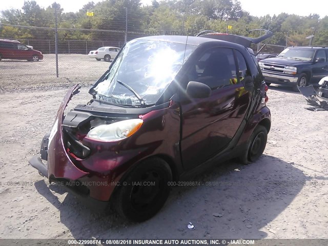 WMEEJ31X69K257456 - 2009 SMART FORTWO PURE/PASSION RED photo 2