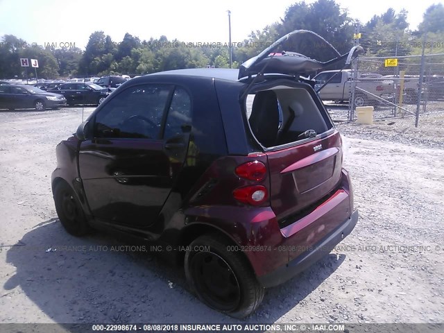WMEEJ31X69K257456 - 2009 SMART FORTWO PURE/PASSION RED photo 3