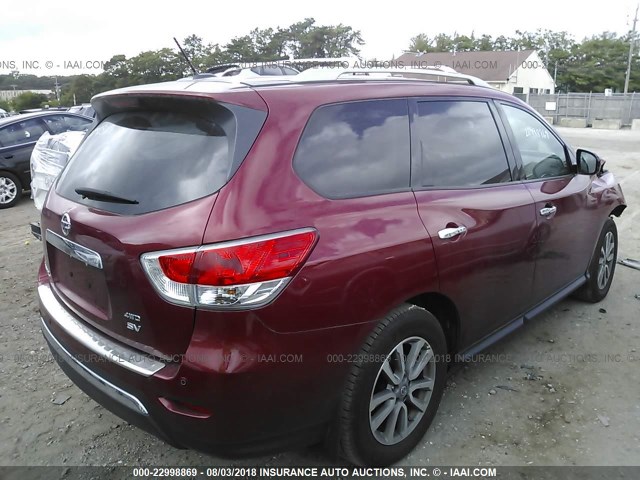 5N1AR2MM4GC651204 - 2016 NISSAN PATHFINDER S/SV/SL/PLATINUM RED photo 4