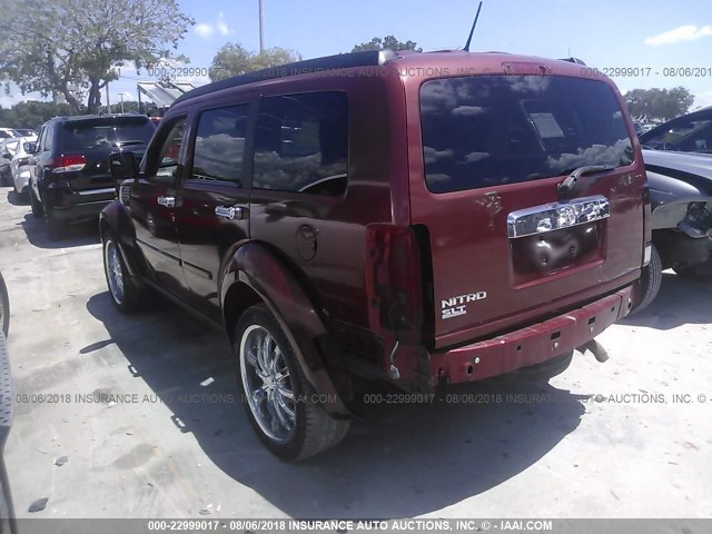 1D8GT58K67W558372 - 2007 DODGE NITRO SLT BURGUNDY photo 3