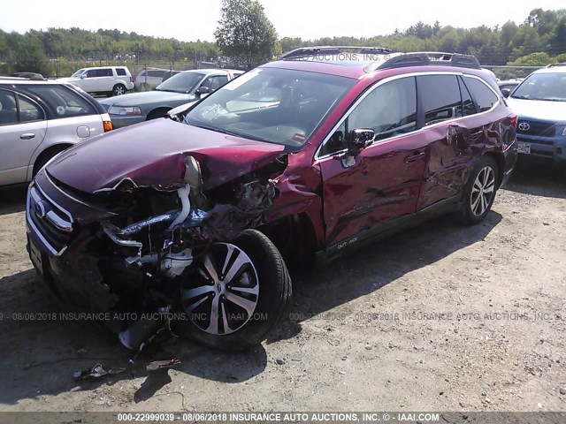 4S4BSANCXJ3290710 - 2018 SUBARU OUTBACK 2.5I LIMITED MAROON photo 2