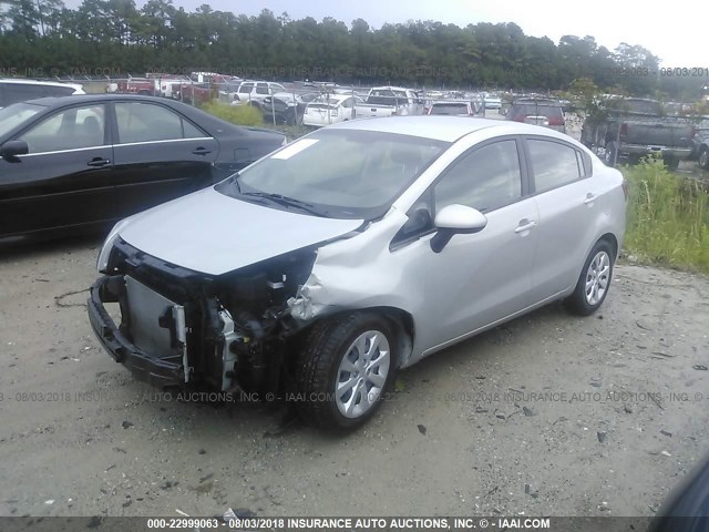 KNADN4A32D6188653 - 2013 KIA RIO EX/SX SILVER photo 2