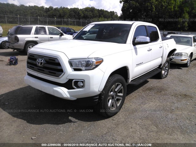 3TMGZ5AN0HM094823 - 2017 TOYOTA TACOMA DOUBLE CAB/LTD WHITE photo 2