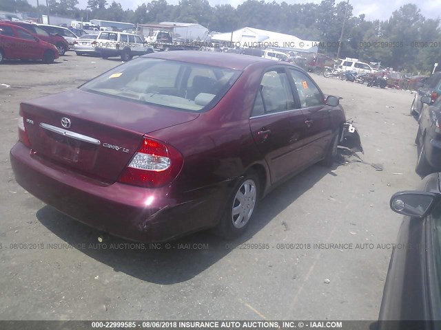 JTDBE32K530180753 - 2003 TOYOTA CAMRY LE/XLE RED photo 4