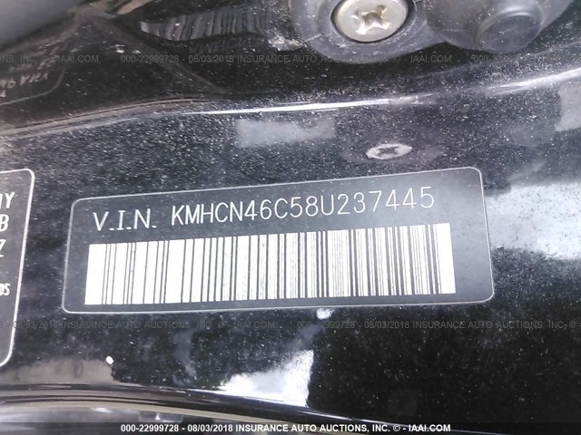 KMHCN46C58U237445 - 2008 HYUNDAI ACCENT GLS BLACK photo 9