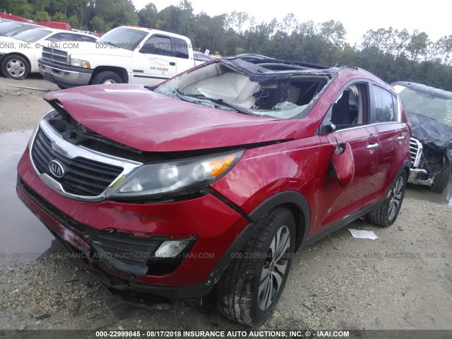 KNDPC3A27B7109587 - 2011 KIA SPORTAGE EX/SX RED photo 2