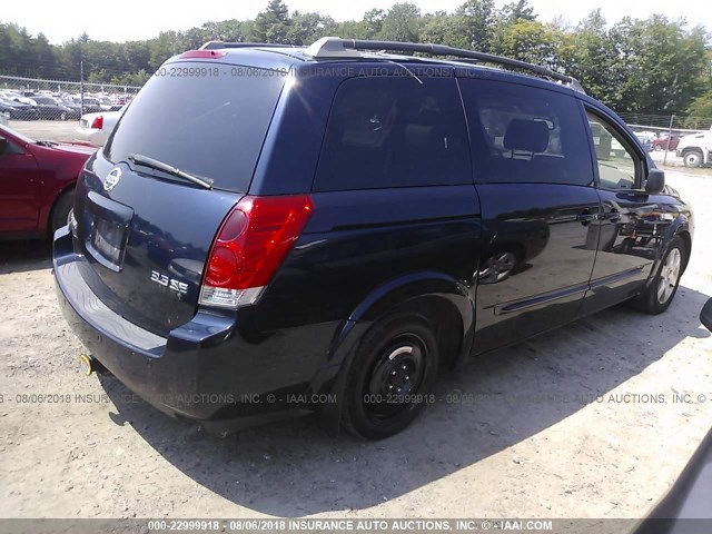 5N1BV28U85N133432 - 2005 NISSAN QUEST S/SE/SL BLUE photo 4