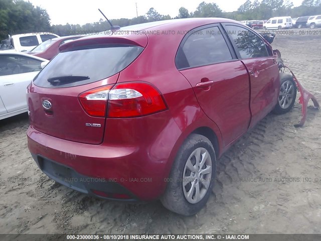 KNADN5A3XD6097829 - 2013 KIA RIO EX/SX RED photo 4