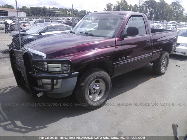 1B7HF16Z61S121375 - 2001 DODGE RAM 1500 BURGUNDY photo 2