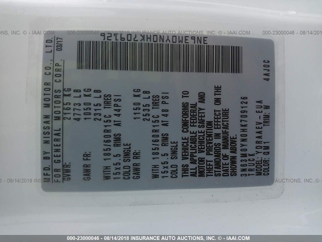 3N63M0YN0HK709126 - 2017 CHEVROLET CITY EXPRESS LS 白色 照片 9