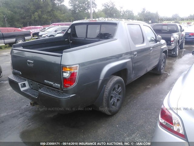 2HJYK16508H525147 - 2008 HONDA RIDGELINE RTL GRAY photo 4