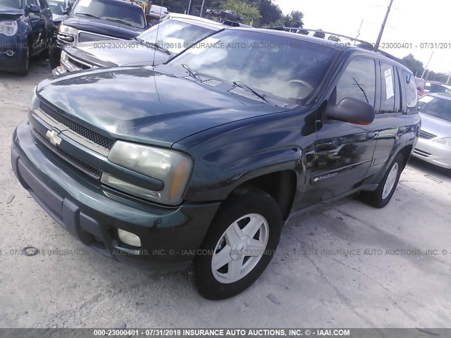 1GNDT13S622290917 - 2002 CHEVROLET TRAILBLAZER  GREEN photo 2