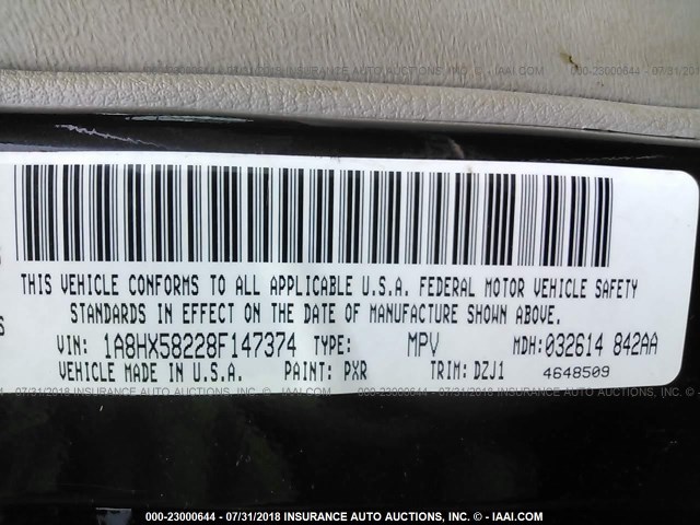 1A8HX58228F147374 - 2008 CHRYSLER ASPEN LIMITED შავი ფოტო 9