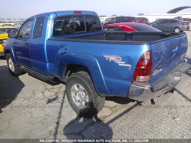 5TETU62N85Z073167 - 2005 TOYOTA TACOMA PRERUNNER ACCESS CAB BLUE photo 3