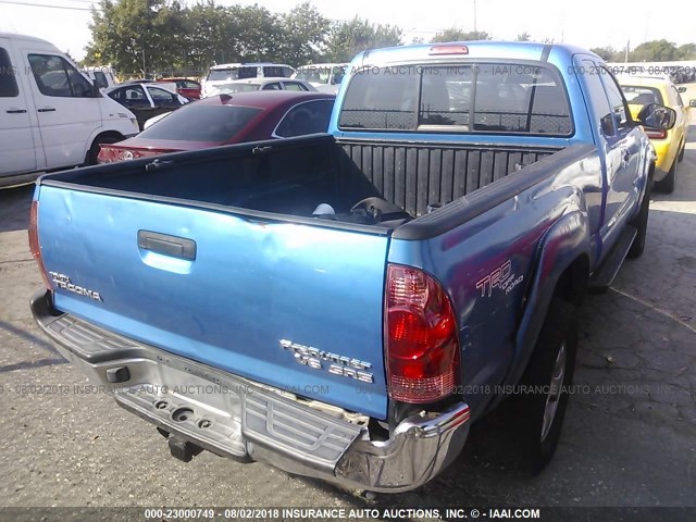 5TETU62N85Z073167 - 2005 TOYOTA TACOMA PRERUNNER ACCESS CAB BLUE photo 4