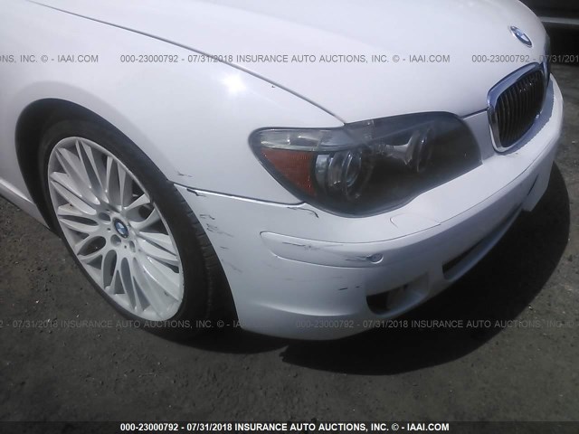 WBAHL83518DT12992 - 2008 BMW 750 I WHITE photo 6