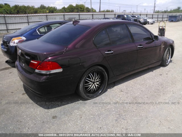 WBAHL83556DT03922 - 2006 BMW 750 I MAROON photo 4