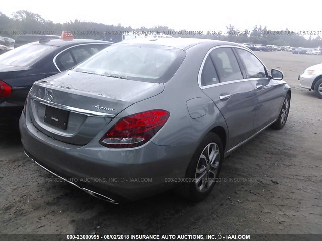 55SWF4KBXGU135074 - 2016 MERCEDES-BENZ C 300 4MATIC GRAY photo 4