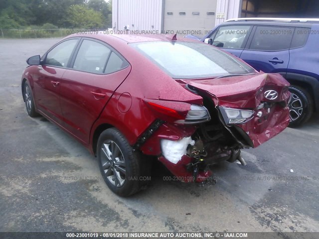 5NPD84LF1JH233973 - 2018 HYUNDAI ELANTRA SEL/VALUE/LIMITED RED photo 3